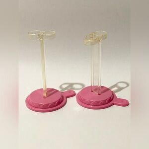 Lot of Two Fashion Doll Stands with Pink Base Vintage